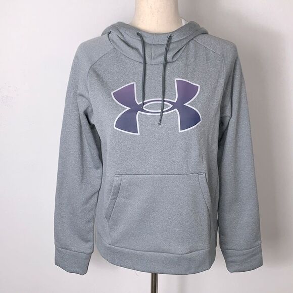 NWT Under Armour Women’s Loose Fleece Grey Logo Pullover Hoodie Sweatshirt Sz XS - Picture 1 of 8